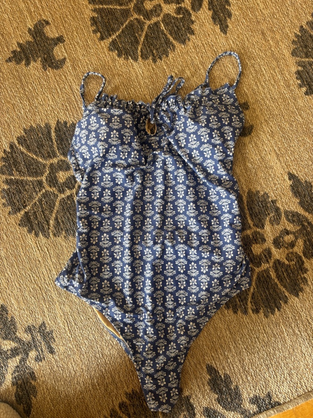 Old Navy Blue and White Floral One-Piece Swimsuit